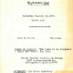 Funeral Program for Clarence Page

