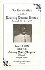 Funeral Program for Kenneth Brown
