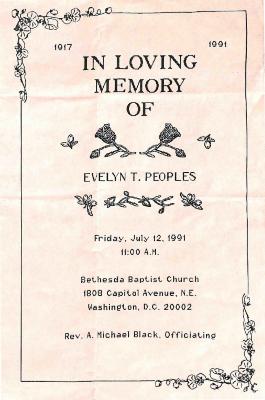 Funeral Program for Evelyn Peoples
