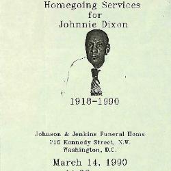 Funeral Program for Johnnie Dixon
