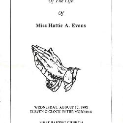 Funeral Program for Hattie Evans
