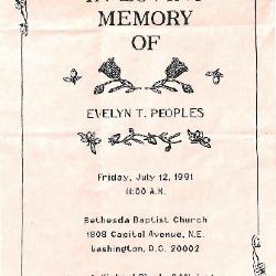 Funeral Program for Evelyn Peoples
