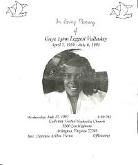 Funeral Program for Gaye Valladay
