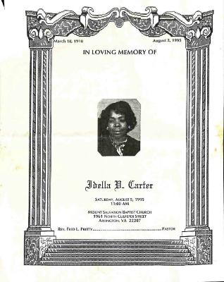 Funeral Program for Idella Carter

