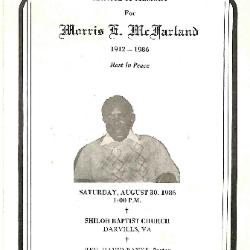 Funeral Program for Morris McFarland
