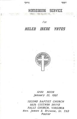 Funeral Program for Helen Yates
