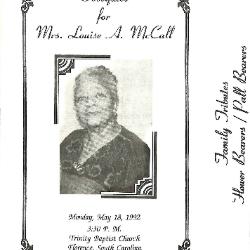 Funeral Program for Louise McCall
