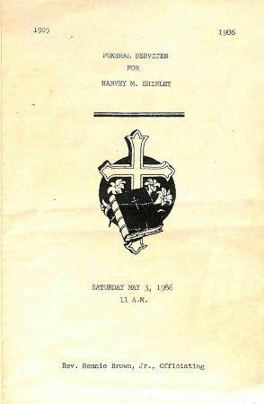 Funeral Program for Harvey Shirley
