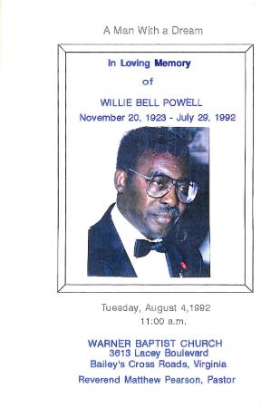 Funeral Program for Willie Powell
