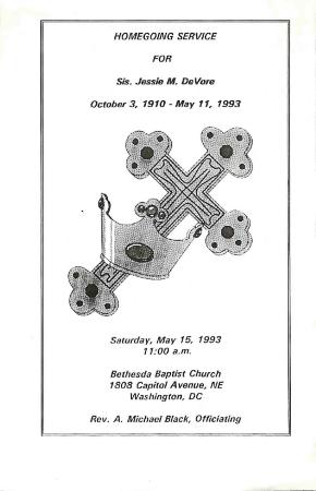 Funeral Program for Jessie DeVore
