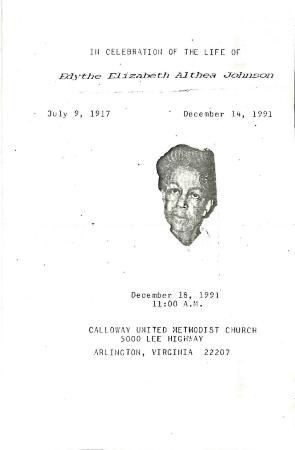 Funeral Program for Edythe Johnson
