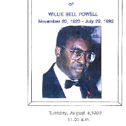 Funeral Program for Willie Powell
