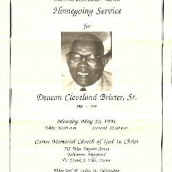 Funeral Program for Cleveland Brister, Sr.
