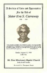 Funeral Program for Eva Carraway
