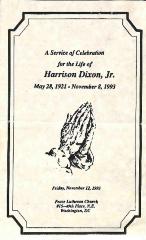 Funeral Program for Harrison Dixon, Jr.
