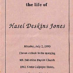 Funeral Program for Hasel Jones
