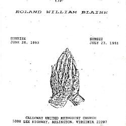 Funeral Program for Roland Blaine
