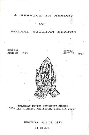 Funeral Program for Roland Blaine
