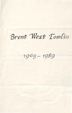 Funeral Program for Brent Tomlin
