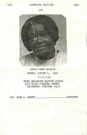 Funeral Program for Jessie Briscoe
