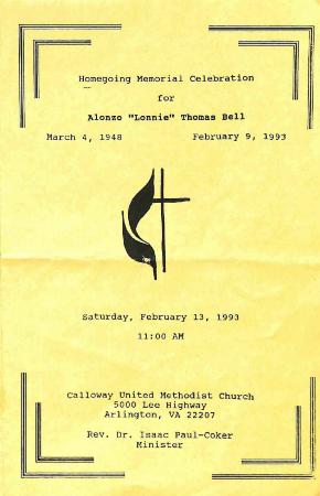 Funeral Program for Lonnie Bell
