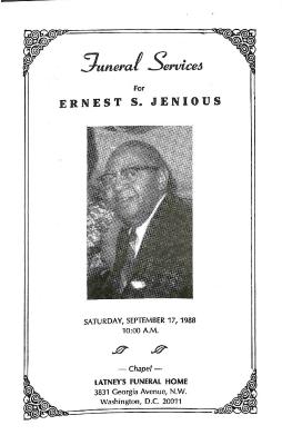 Funeral Program for Ernest Jenious
