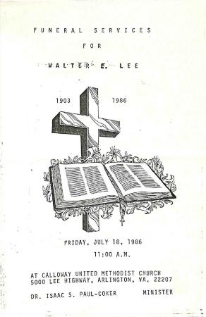 Funeral Program for Walter Lee
