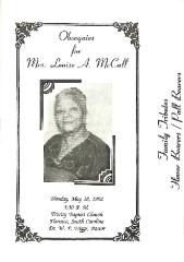 Funeral Program for Louise McCall
