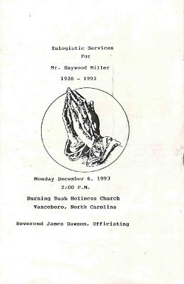 Funeral Program for Haywood Miller
