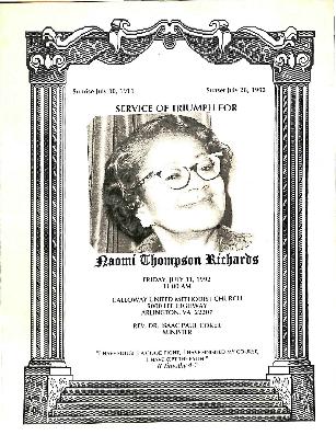 Funeral Program for Naomi Richards
