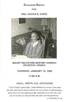 Funeral Program for Maude Lewis
