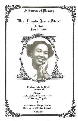 Funeral Program for Rosalie Street
