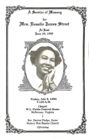 Funeral Program for Rosalie Street
