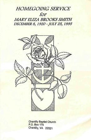 Funeral Program for Mary Eliza Smith
