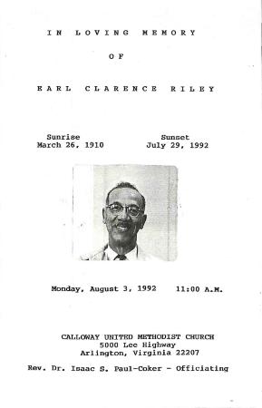 Funeral Program for Earl Riley

