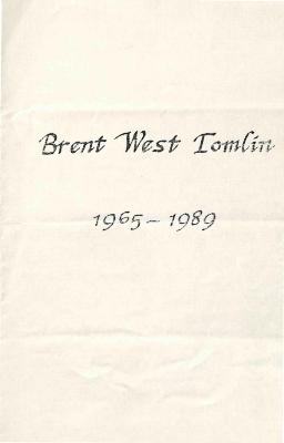 Funeral Program for Brent Tomlin
