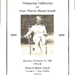 Funeral Program for Thelma Sowell
