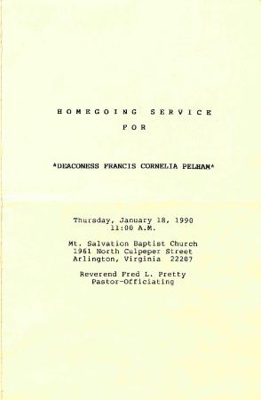 Funeral Program for Francis Pelham
