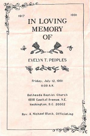 Funeral Program for Evelyn Peoples
