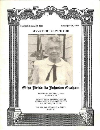 Funeral Program for Eliza Graham
