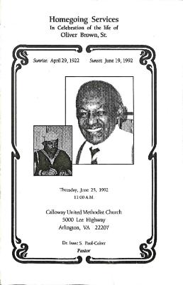 Funeral Program for Oliver Brown, Sr.
