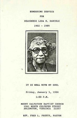 Funeral Program for Lida Daniels
