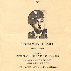 Funeral Program for Willie Choice
