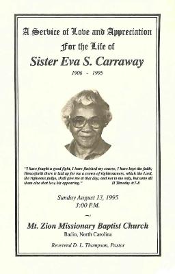 Funeral Program for Eva Carraway
