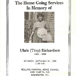 Funeral Program for Tiny Richardson
