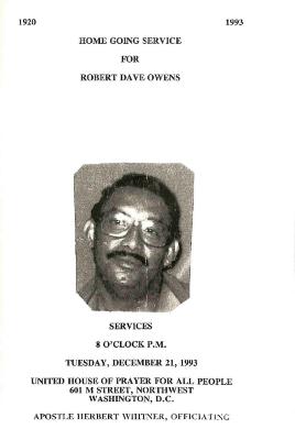Funeral Program for Robert Owens
