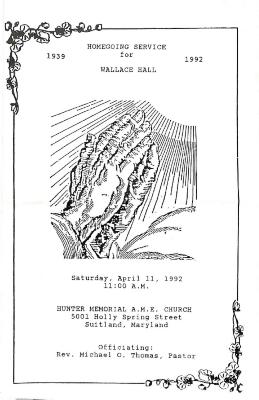 Funeral Program for Wallace Hall

