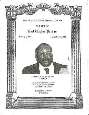 Funeral Program for Earl Parham
