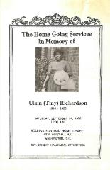 Funeral Program for Tiny Richardson
