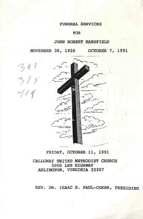 Funeral Program for John Mansfield
